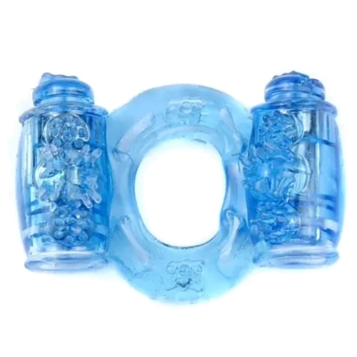 Ерекційне вібро кільце BOSS Vibrating Cock Ring Double Blue, BS6700035