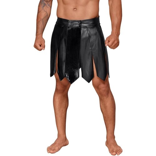 Мужская юбка гладиатора Noir Handmade H053 Eco leather men's gladiator skirt Black, M: Материал Полиамид