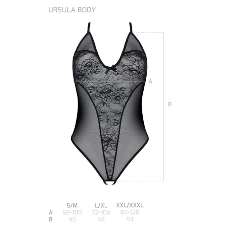 Боді Passion Ursula Body black XXL/XXXL, з ажурним декором та відкритим кроком: Для кого Для женщин