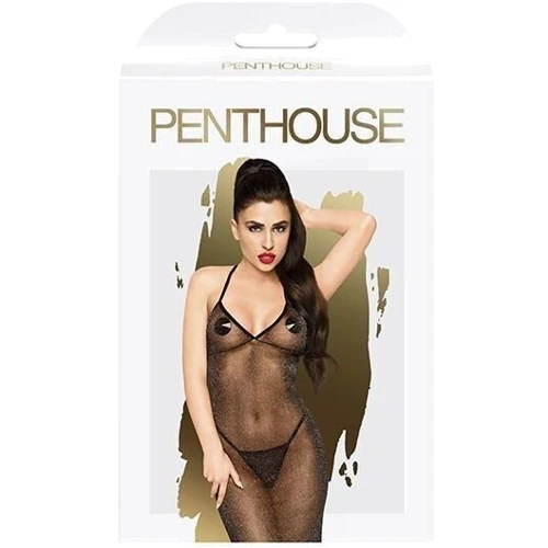 Сукня з люрексовою ниткою і стрингами Penthouse - Love on Fire Black S/M: Вид Платья