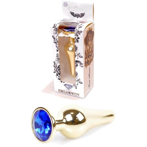 Анальная пробка с кристаллом BOSS of TOYS Boss Series - Jewellery Gold BUTT PLUG Dark Blue, BS6400068