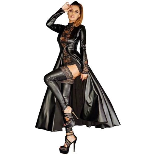 Платье Noir Handmade F128C Powerwetlook gown coat Вlack, S: Вид Платья