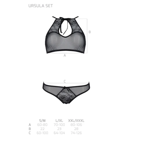 Комплект Passion URSULA SET black XXL/XXXL: бра, трусики з ажурним декором та відкритим кроком: Для кого Для женщин