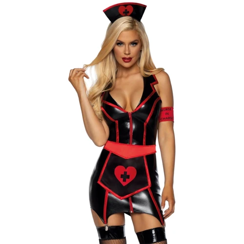 Виниловый костюм медсестры Leg Avenue Vinyl Naughty Nurse L