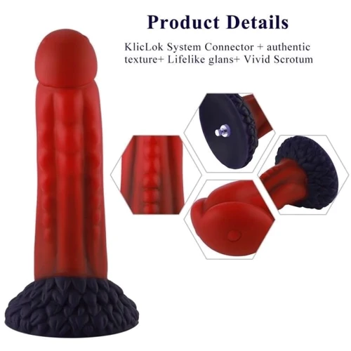 Фаллоимитатор-насадка Hismith 8.35" Curved Silicone Dildo Red Monster Series: Тип Нереалистичные