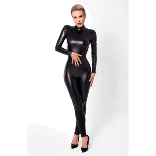 Комбинезон Noir Handmade F319 Caged wetlook catsuit with zippers and ring Black, L: Вид Комбинезоны