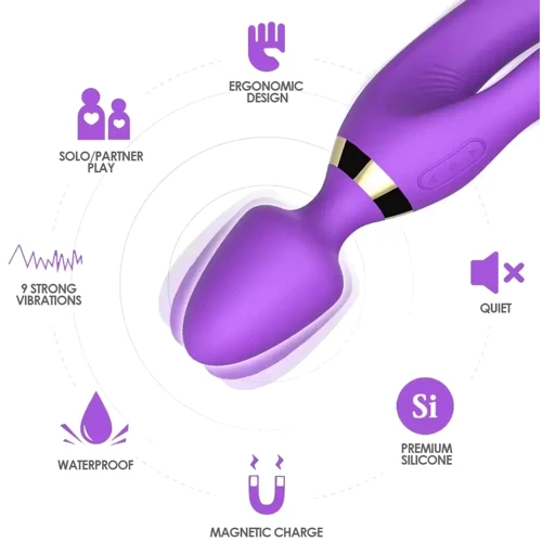 Вибромассажер BOSS of TOYS Boss Series - Magic Wand USB Purple 9 Function (BS5200027-1): Тип и форма Двусторонние