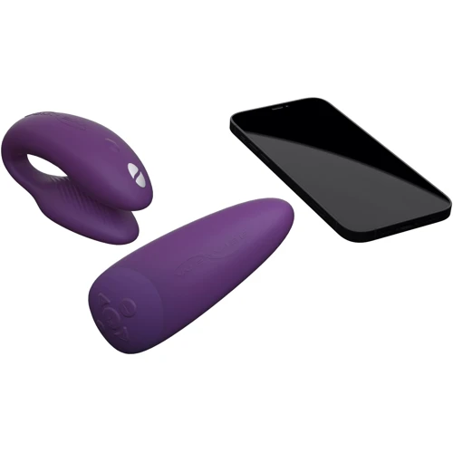 Смарт-вибратор для пар We-Vibe Chorus Purple, сенсорное управление вибрациями сжатием пульта: Тип управления Дистанционный пульт