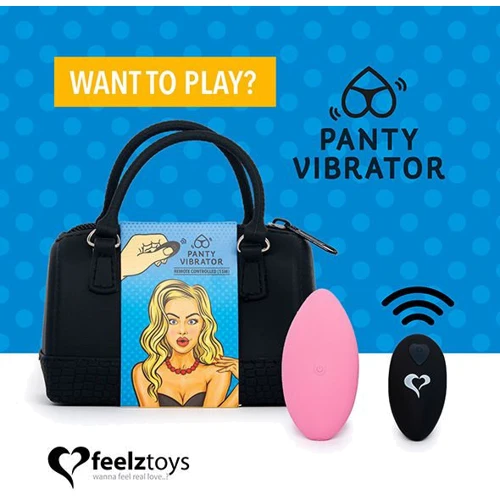 Вибратор в трусики FeelzToys Panty Vibrator Pink с пультом ДУ + сумочка-чехол