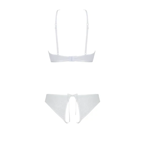 Комплект Passion URSULA SET white S/M: бра, трусики з ажурним декором та відкритим кроком: Застосування На тело