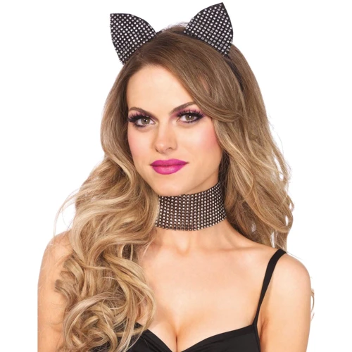 Набор аксессуаров Leg Avenue Cat ear headband & choker set Black