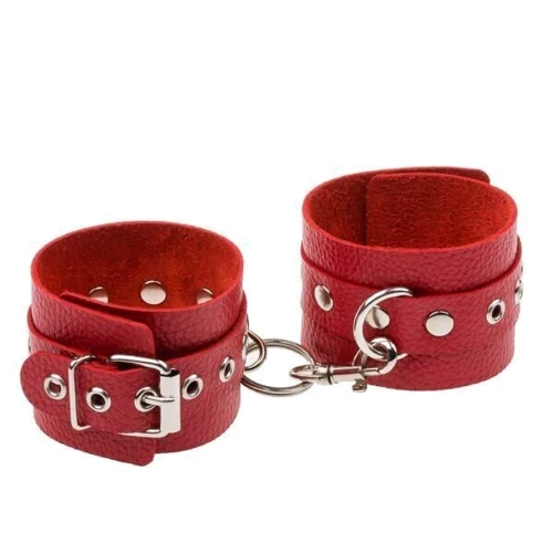 Наручники Leather Double Fix Leg Cuffs, Red