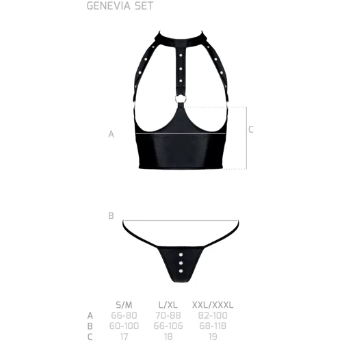 Комплект білизни з відкритими грудьми Passion GENEVIA SET WITH OPEN BRA Black L/XL: Вид Комплекты