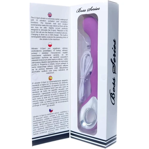 Вібромасажер для точки G Boss Series - Wibrator G-spot 10 функцій USB Purple, BS2200055: Призначення Для точки ДЖИ