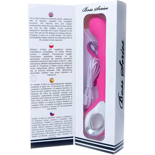 Вибромассажер для точки G Boss Series - Wibrator G-spot 10 functions USB Pink, BS2200054 фото 7