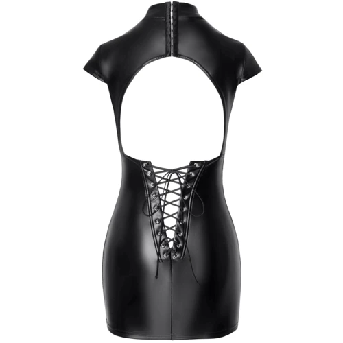 Платье Noir Handmade F309 Fantasy wetlook mini dress with lace up back Вlack, 3XL: Материал Полиэстер