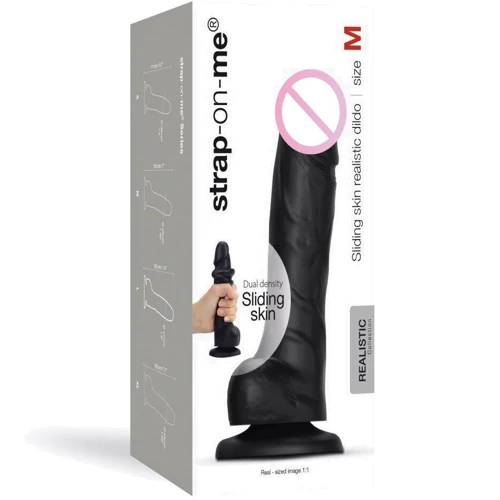 Реалістичний фалоімітатор Strap-On-Me Sliding Skin Realistic Dildo Black - XXL: Наявність вібрації  Нет