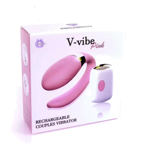 Вибромассажер для пар с пультом ДУ - Boss Series V-Vibe Pink USB 7 Function, BS6200001: Длина, см 9.5