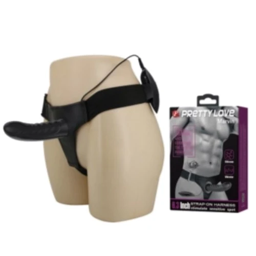 Страпон LYBAILE Pretty Love Marvin Strap-On Harness Vibrating Black 16,2 см