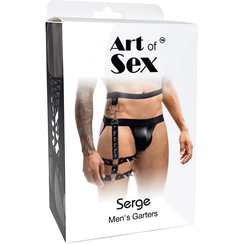 Чоловічі гартери з натуральної шкіри Art of Sex - Serge, чорний, L-2XL: Вид Гартеры