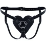 Трусики Серце для страпону з натуральної шкіри Feral Feelings - Hearts Strap-on Belt Black