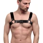 Мужская портупея на грудь из натуральной кожи Feral Feelings - Bulldog Harness Black