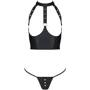 Комплект белья с открытой грудью Passion GENEVIA SET WITH OPEN BRA Black L/XL: Декор Люверсы