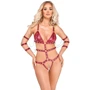 Боди с фиксаторами для рук Orion Bad Kitty Strap Body Red, L: Декор Цепочка, Заклепки