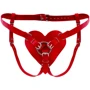 Трусики Сердце для страпона из натуральной кожи Feral Feelings - Hearts Strap-on Belt Red