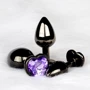 Металевий анальний затор Ouch! Heart Gem Gunmetal - Amethyst Purple, М: Особливості С кристаллами