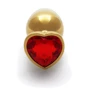 Металлическая анальная пробка Ouch! Heart Gem Gold - Ruby Red, М: Тип Анальные пробки