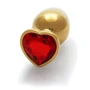 Металлическая анальная пробка Ouch! Heart Gem Gold - Ruby Red, М: Материал Медицинский металл