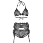 Эротический комплект Leg Avenue Bra top, panty & garterbelt L Black: Материал Полиамид