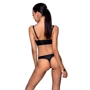 Комплект из эко-кожи Passion Malwia Bikini black S/M: с люверсами и ремешками, бра и трусики: Вид Комплекты