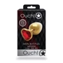 Металлическая анальная пробка Ouch! Heart Gem Gold - Ruby Red, М: Наличие вибрации Нет