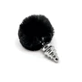 Металевий анальний затор Кролячий хвостик Alive Fluffly Twist Plug M Black