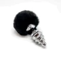 Металевий анальний затор Кролячий хвостик Alive Fluffly Twist Plug L Black