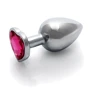 Металевий анальний затор Ouch! Heart Gem Silver - Rubellite Pink, М: Матеріал Медицинский металл