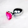 Металевий анальний затор Ouch! Heart Gem Silver - Rubellite Pink, М: Особливості С кристаллами