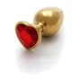 Металлическая анальная пробка Ouch! Heart Gem Gold - Ruby Red, М