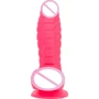 Ребристый фаллоимитатор на присоске ADDICTION - Tom 7″ Dildo With Balls - Pink + вибропуля: Назначение Вагинальные