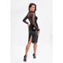 Сукня Noir Handmade F310 Sublime wetlook and flocked mesh midi dress Вlack, XXL: Декор Без декора