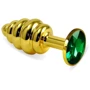 Анальна пробка із кристалом LoveToy Gold Spiral Plug Green