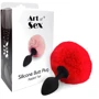 Силіконова анальна пробка М Art of Sex - Silicone Butt plug Rabbit Tail, червоний: Наявність вібрації  Нет