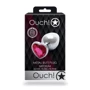 Металевий анальний затор Ouch! Heart Gem Silver - Rubellite Pink, М: Тип Анальные пробки