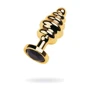 Анальна пробка з кристалом LoveToy Golden anal plug with black gem