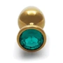 Металлическая анальная пробка Ouch! Heart Gem Gold - Emerald Green, М: Наличие вибрации Нет