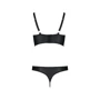 Комплект из эко-кожи Passion Malwia Bikini black S/M: с люверсами и ремешками, бра и трусики: Для кого Для женщин