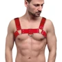 Мужская портупея на грудь из натуральной кожи Feral Feelings - Bulldog Harness Red