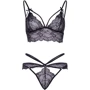 Комплект со стразами Leg Avenue bralette and g-string S Black: Декор Стразы, Кружево